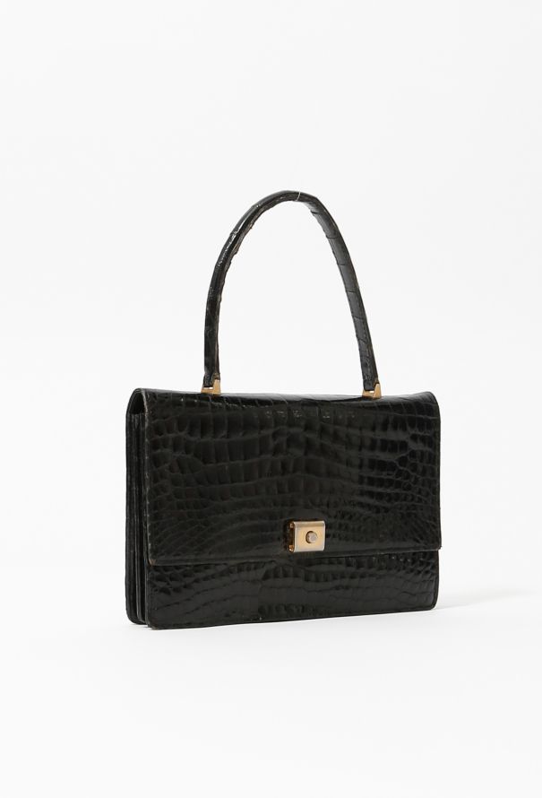Vintage mini purse in croc print - black