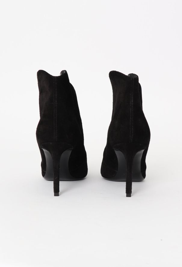 Saint Laurent Suede Stiletto Ankle Boots - 4 Saint Laurent Suede Stiletto Ankle Boots - 4