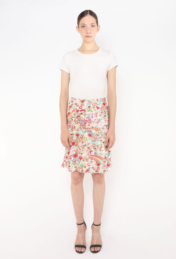 Dior 2002 Silk Jacquard Bias Skirt - 1