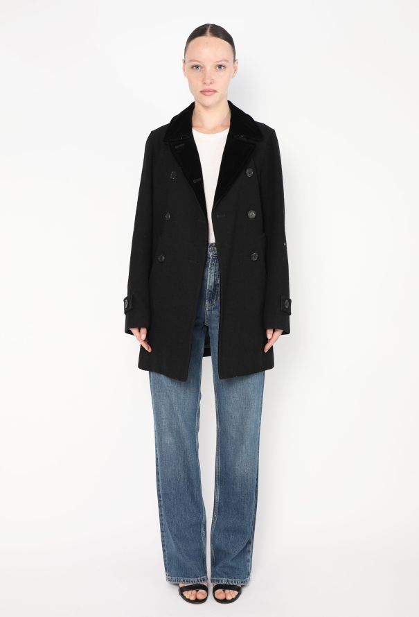 Louis Vuitton Velvet Trim Wool Peacoat - 3