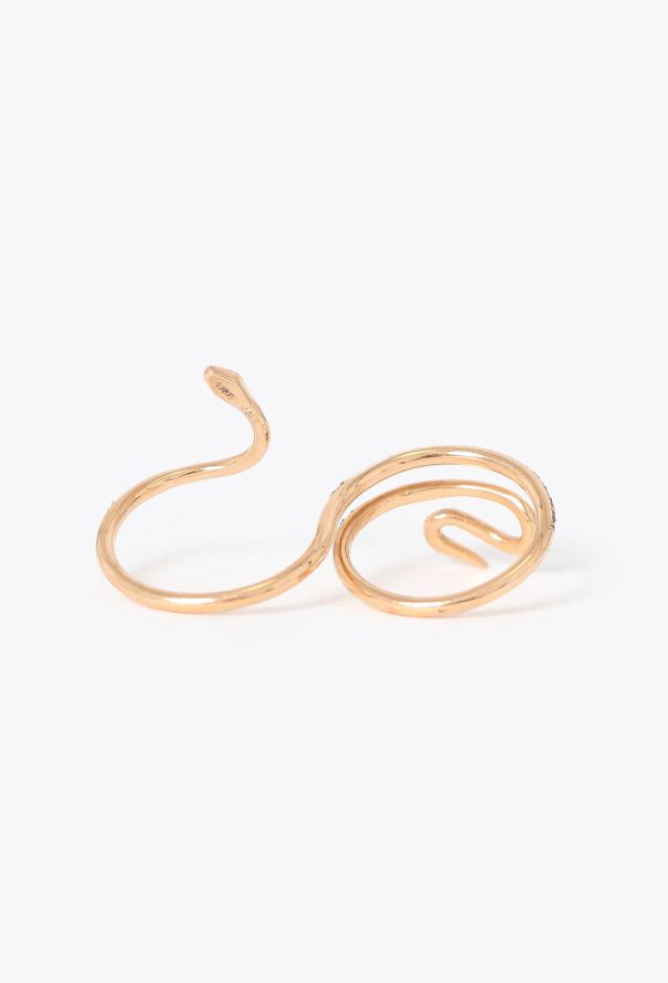 Modern Fine Jewelry Ileana Makri 18K Rose Gold Lucky Snake Double-Finger Ring - 3