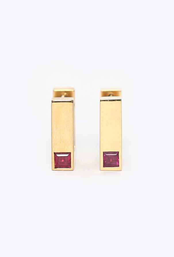 Céline 18K Yellow Gold & Rubies Square Sentimental Earrings - 1
