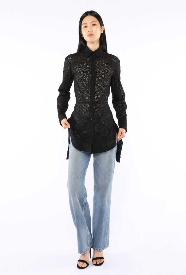 Alaïa Eyelet Lace Peplum Blouse - 2