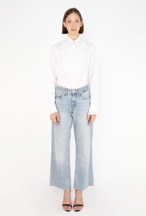 Saint Laurent Ruffled Cotton Smock Blouse - 2