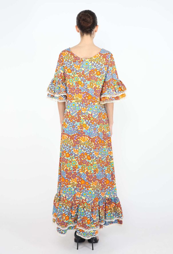 Saint Laurent ULTRA RARE Early '70s Millefleurs Peasant Dress - 4