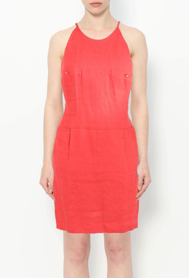 Chanel S/S 1996 Linen 'CC' Halter Dress - 3 Chanel S/S 1996 Linen 'CC' Halter Dress - 3
