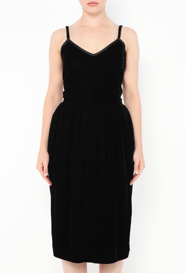 Saint Laurent Vintage Velvet Grosgrain Trim Dress - 2