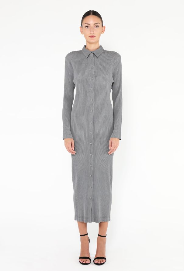 Issey Miyake Pleated Button Down Dress - 1