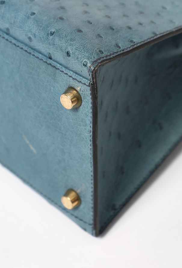 Hermès '90s Bleu Jean Ostrich Kelly Sellier 32 - 10