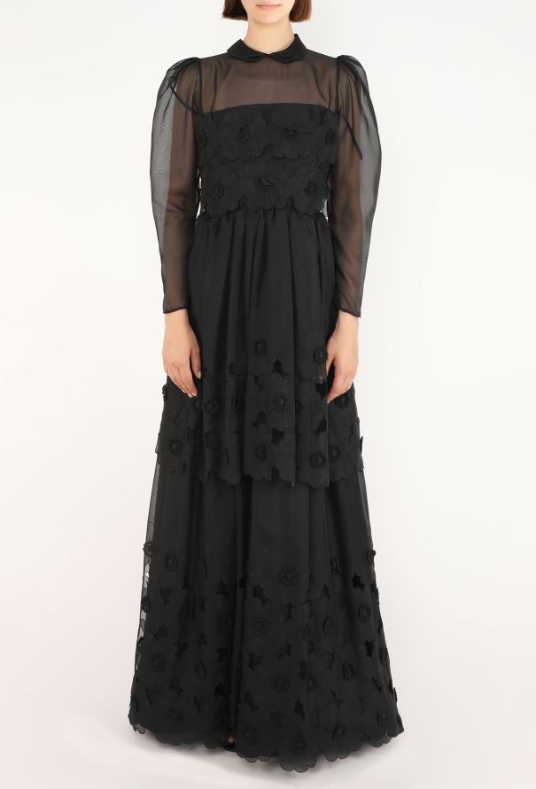 Les 5A Floral Appliqué Gown, 1990s - 3