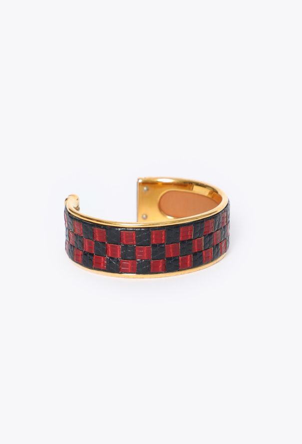 Hermès Vintage Checkered Leather Bracelet - 2