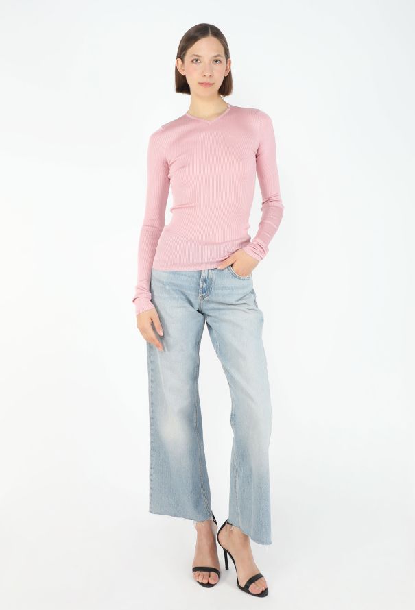 Miu Miu F/W 2025 Thin Ribbed Silk Top - 1