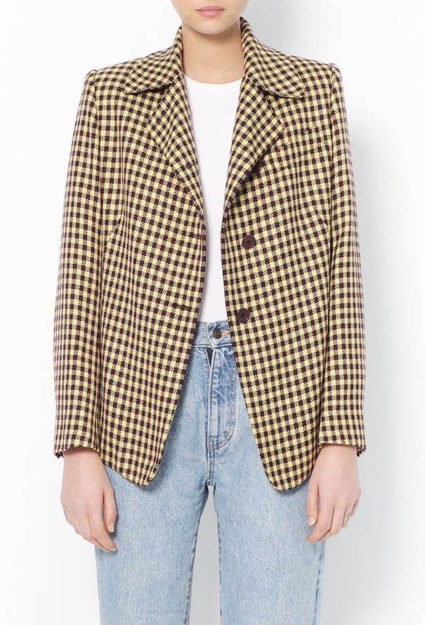 Hermès '70s Cashmere Houndstooth Blazer - 1