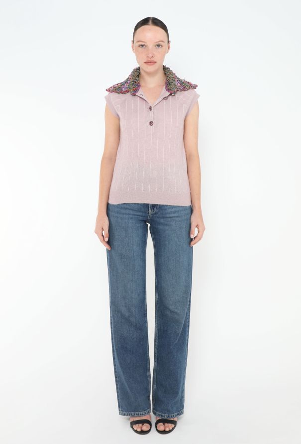 Chanel S/S 2015 Bouclé Cashmere Top - 3