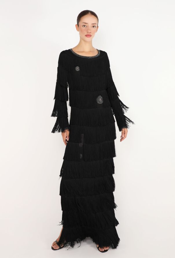 Louis Féraud Embellished Fringe Gown, 1980s - 5