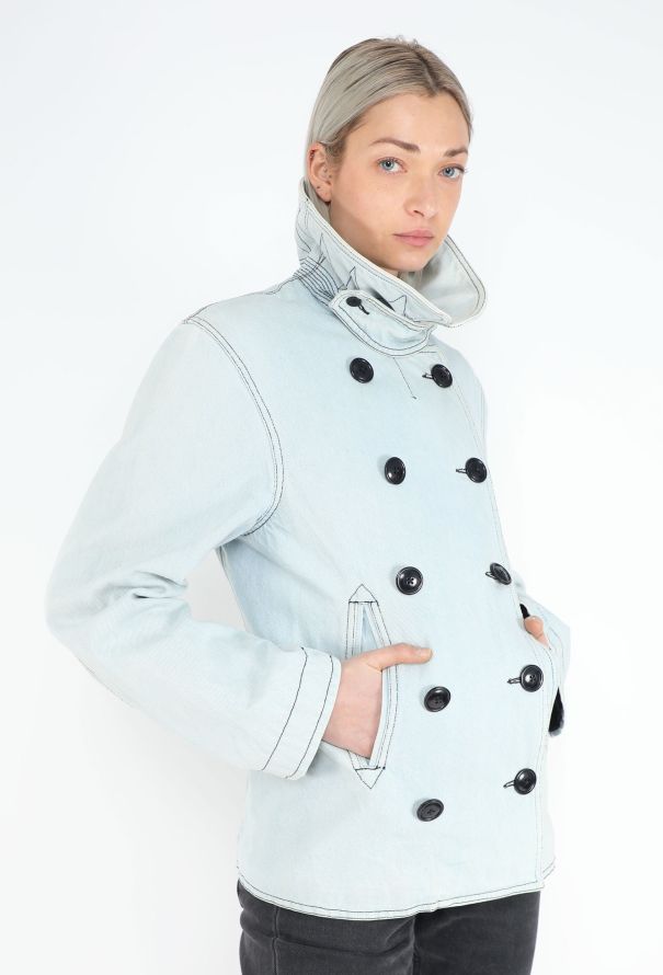 Balenciaga Washed Denim Peacoat - 5