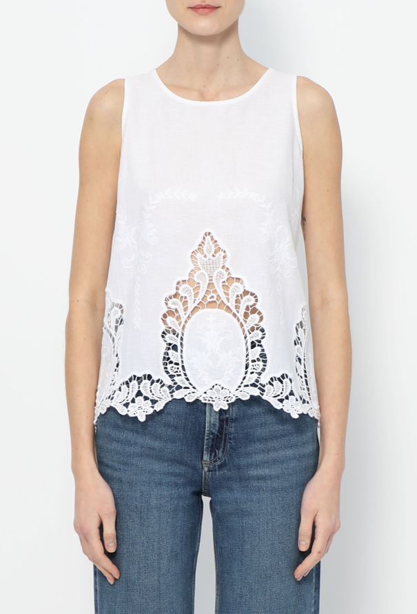 Embroidered Lace Cotton Top - 1
