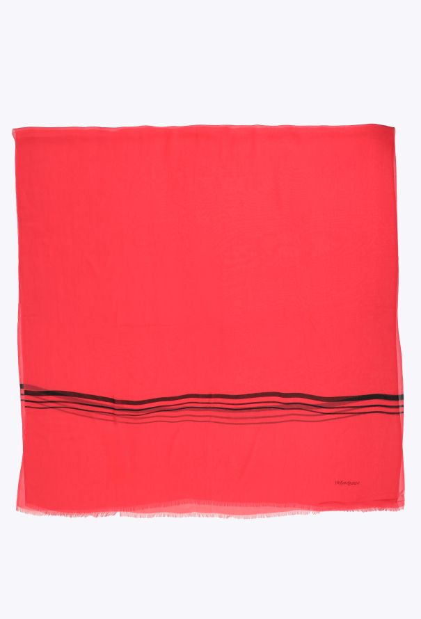 Saint Laurent Vintage Coral Silk Scarf - 2