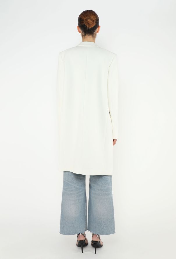 Céline White Grain de Poudre Crombie Coat - 4 Céline White Grain de Poudre Crombie Coat - 4