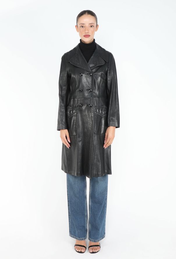 '90s Double-Breasted Leather Trench - 3