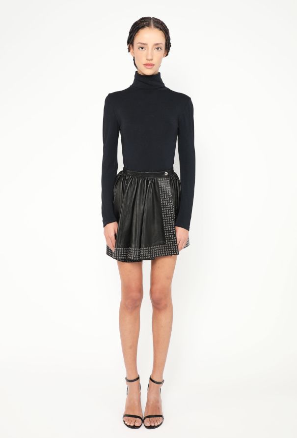 Alaïa S/S 2014 Leather Eyelet Skirt - 4