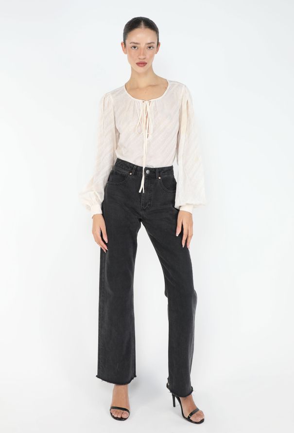 Saint Laurent '70s Jacquard Silk Lavallière Blouse - 2