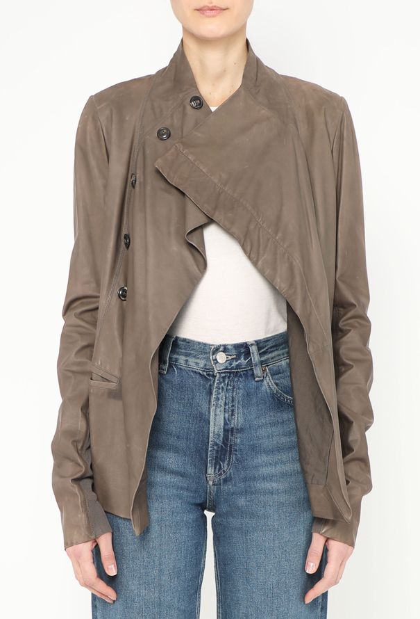 Rick Owens Asymmetrical Calfskin Jacket - 5