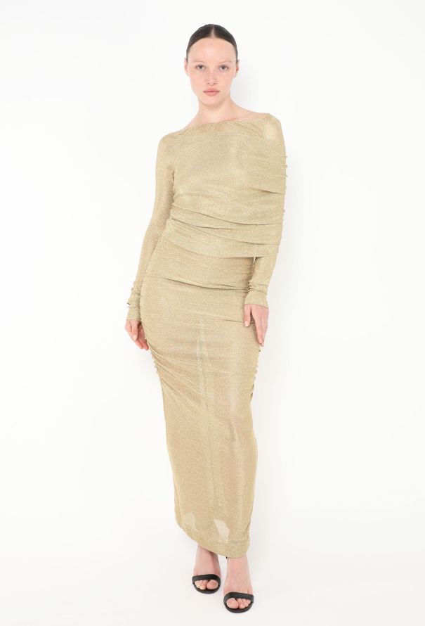 Dolce & Gabbana F/W 2023 Metallic Ruched Mesh Dress - 6