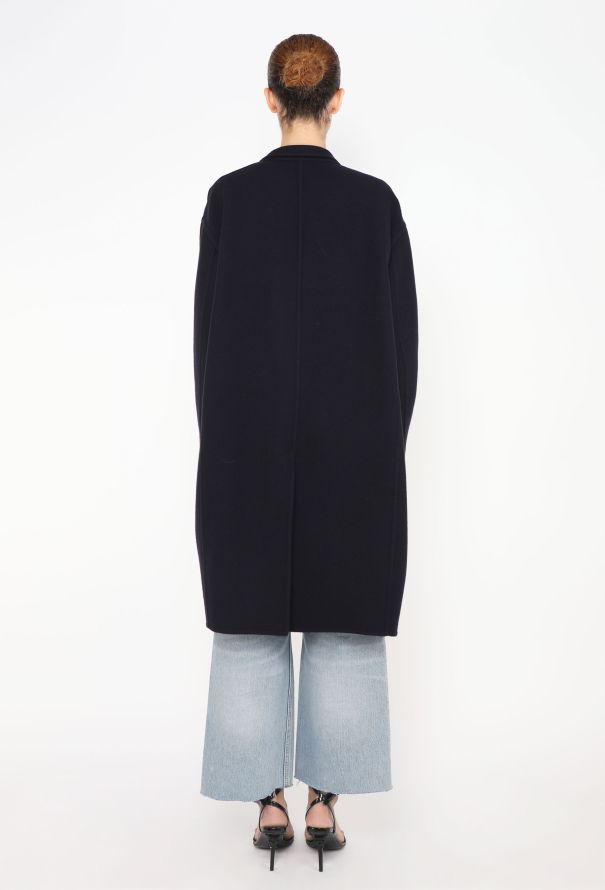 Céline Navy Cashmere Cocoon Coat - 4