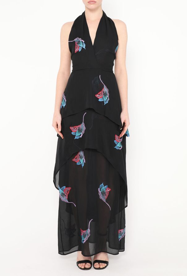 Chloé RARE 1975 Lagerfeld Embroidered Chiffon Gown - 2