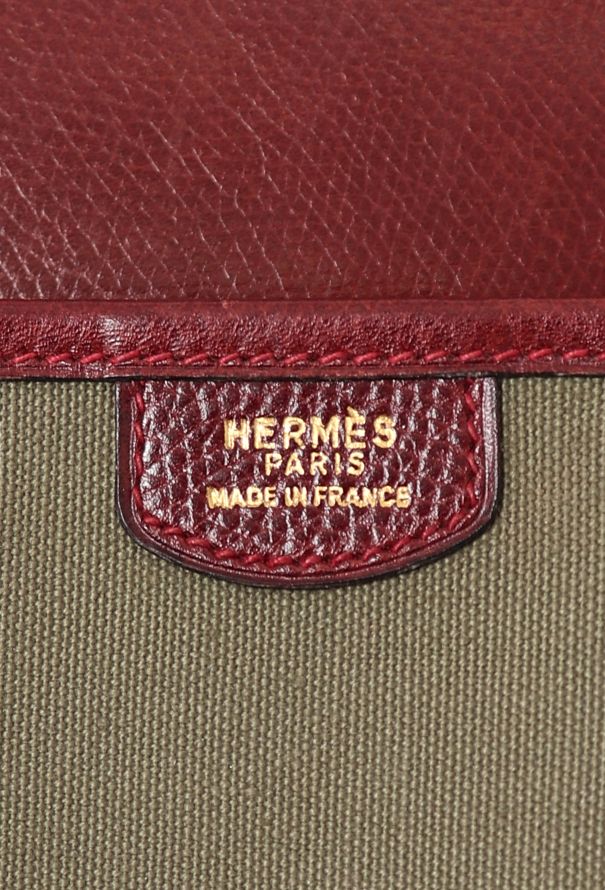 Hermès Khaki Canvas & Brown Courchevel Duffle Bag - 11 Hermès Khaki Canvas & Brown Courchevel Duffle Bag - 11