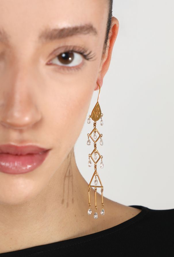 Modern Fine Jewelry Ornate 18K Gold Chandelier Briolette Diamond Earrings - 5