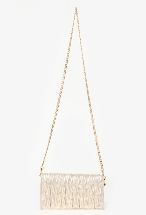 Miu Miu Gold Quilted Wallet On Chain - 3 Miu Miu Gold Quilted Wallet On Chain - 3
