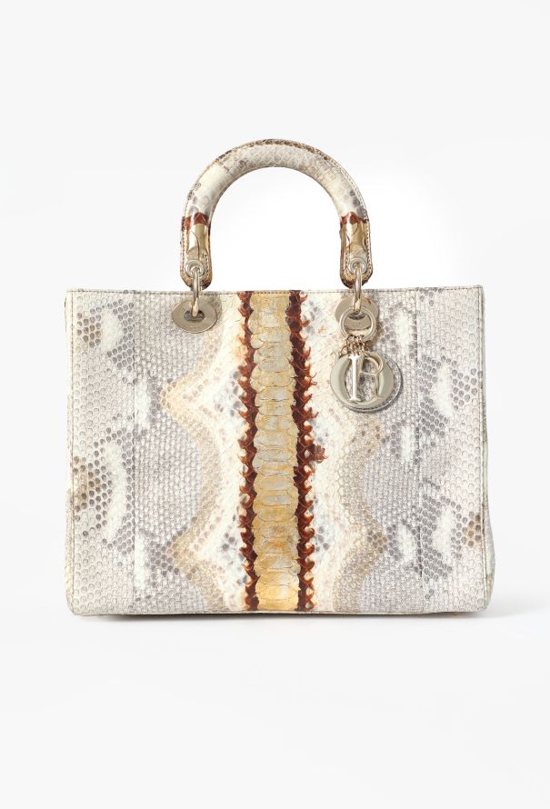 Dior Metallic Python Lady Dior Large Bag - 1