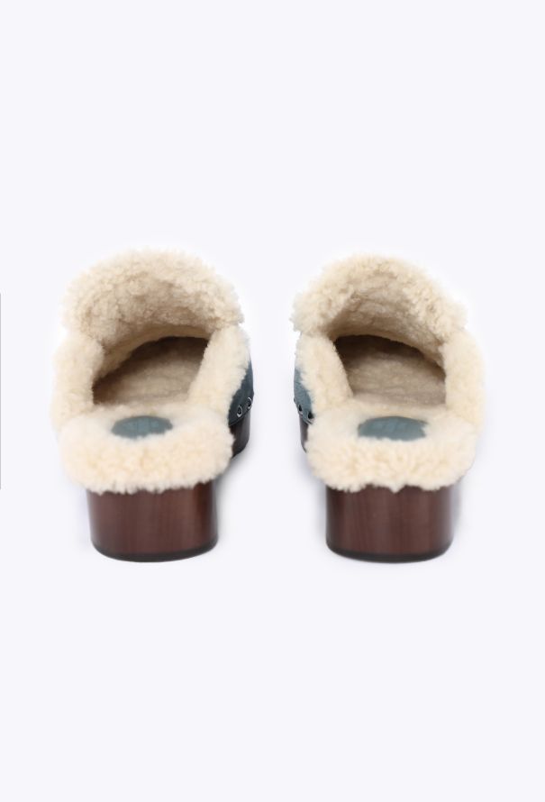 Hermès Suede Shearling Carlotta Mules, 2022 - 4