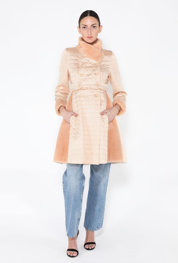 Chanel RARE F/W 2001 Fur Trim Silk Peacoat - 1