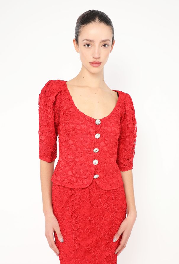Saint Laurent 1986 Embroidered Lace Strass Ensemble - 2 Saint Laurent 1986 Embroidered Lace Strass Ensemble - 2