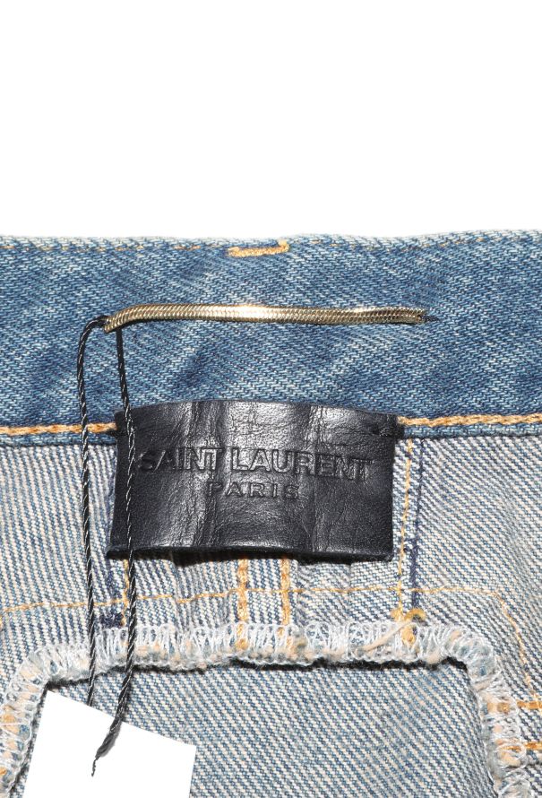 Saint Laurent Pre-Fall 2015 Denim Patchwork Skirt - 6