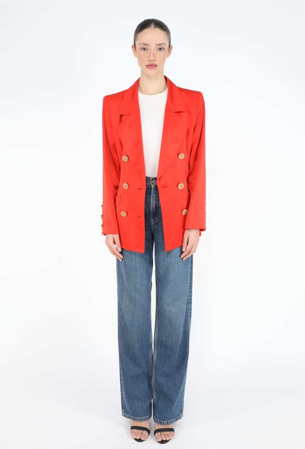 Saint Laurent F/W 1993 Silk Double-Breasted Blazer - 4