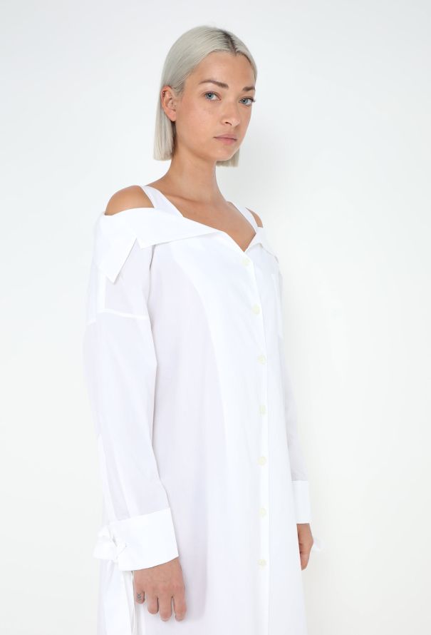 Prada 2018 Off-Shoulder Poplin Dress - 4
