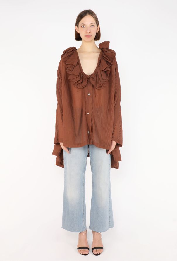Romeo Gigli Ruffled Trim Cotton Tunic, F/W 1990 - 1