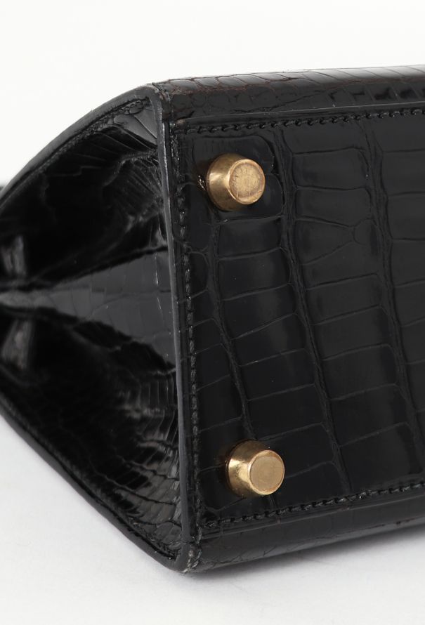 Hermès RARE '90s Mini  Kelly 20 Sellier Black Porosus - 10 Hermès RARE '90s Mini  Kelly 20 Sellier Black Porosus - 10