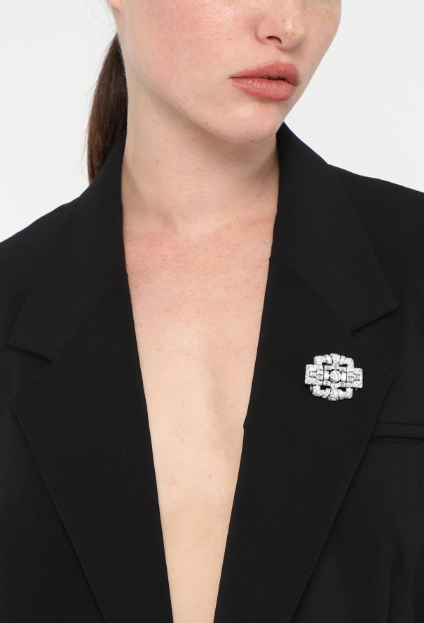 Vintage Fine Jewelry Art Déco 18k White Gold, Platinum & 3 Carats Diamond Brooch - 4