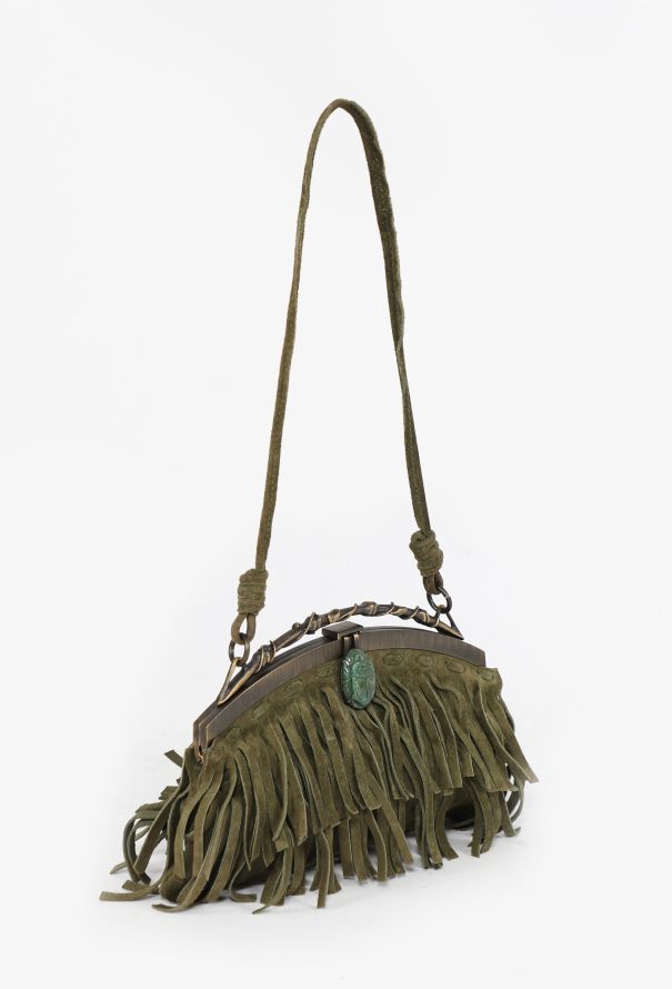 Valentino Suede Scarab Kiss-Lock Fringe Bag, S/S 2003 - 3