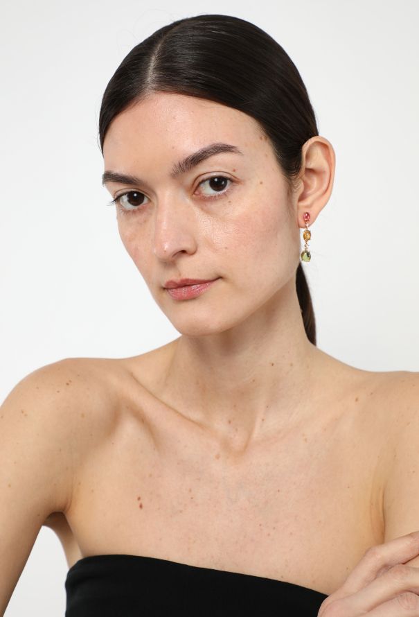 Modern Fine Jewelry 18k Rose Gold, Diamond & Tourmaline Earrings - 2 Modern Fine Jewelry 18k Rose Gold, Diamond & Tourmaline Earrings - 2