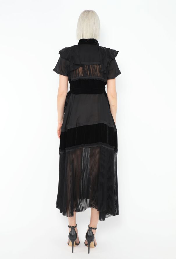 Sacai 2020 Ruffled Patchwork Midi Dress - 4