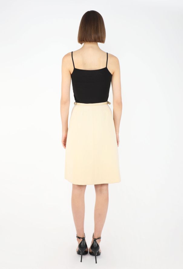 Hermès '70s Leather Trim Wrap Skirt - 5