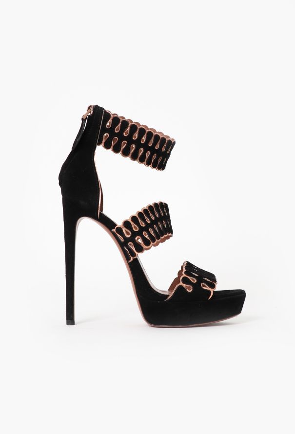 Alaïa S/S 2014 Suede Laser-Cut Sandals - 1