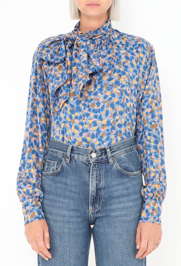 Saint Laurent '70s Jacquard Lavallière Blouse - 1