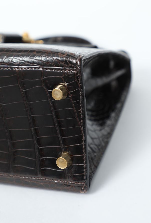 Hermès Exceptional 1998 Dark Brown Porosus Kelly Sellier 25 - 12